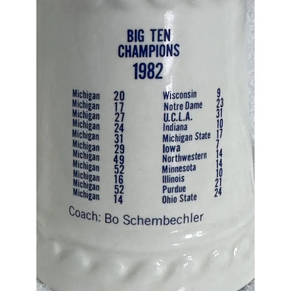 1982‎ Big Ten Champions UofM Michigan 1983  Bowl Stein Mug Cup Schembechler